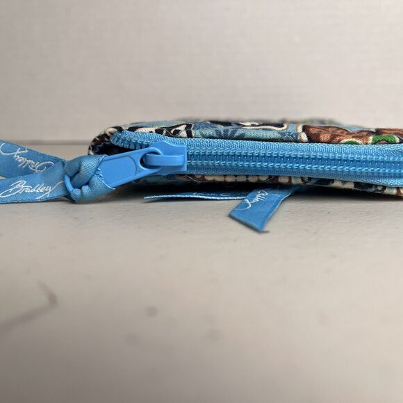 Vera Bradley Bali Blue Zip Around Wallet Organizer Floral 100% Cotton 8" x 5" - Picture 7 of 16